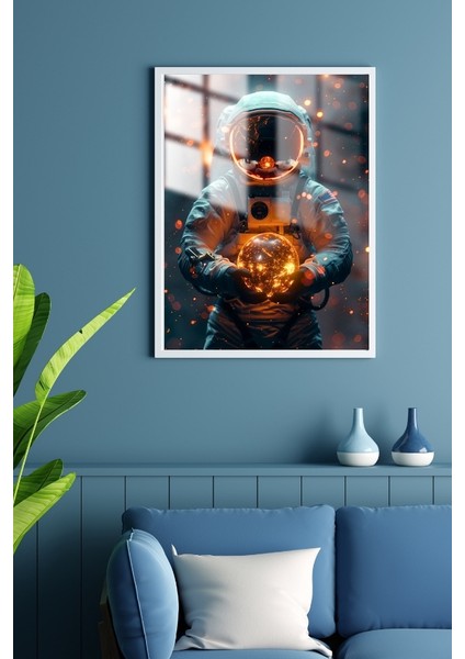 Astronot Gezegen Çerçeveli Metal Poster Tablo fiyatları