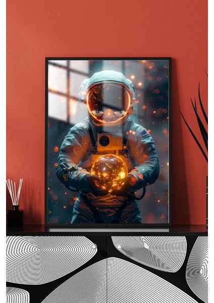Astronot Gezegen Çerçeveli Metal Poster Tablo modelleri