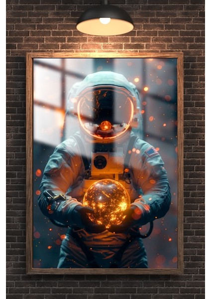 Astronot Gezegen Çerçeveli Metal Poster Tablo fırsatları