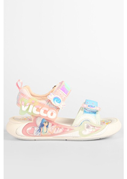 Kız Çocuk Sandalet Hafif Kalp Detaylı Eva Tabanlı Cırt Cırtlı Yaz Modelleri