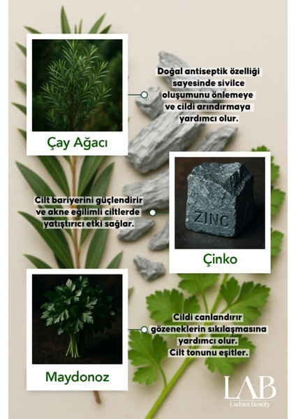 Lab Çay Ağacı Çinko Maydonoz Etkisi Ile Akne Karşıtı Sabun fırsatları