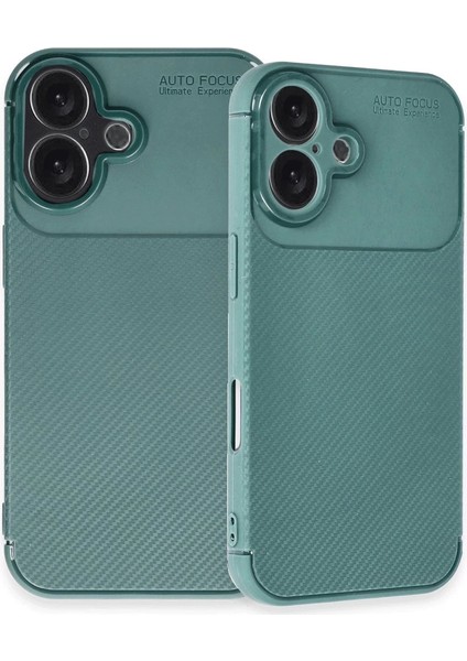 Iphone 16 Kılıf Auto Focus Karbon Kapak - Koyu Yeşil modelleri