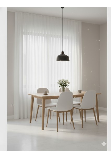 Ekru Renk 1 x 2.5 Orta Pileli Kurşunlu Bambu Tül Perde – Tam Boy, Işığı Yumuşak Geçiren, Soft Görünümlü Modern Korniş Uyumluluğu ile Şık Mekan Tasarımı