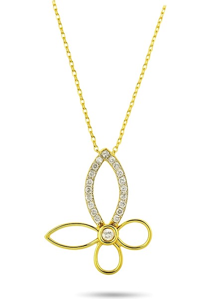 14 Ayar Altın Kelebek Kolye – Zarif Yonca ve Minimal Şans Tasarımı indirimleri