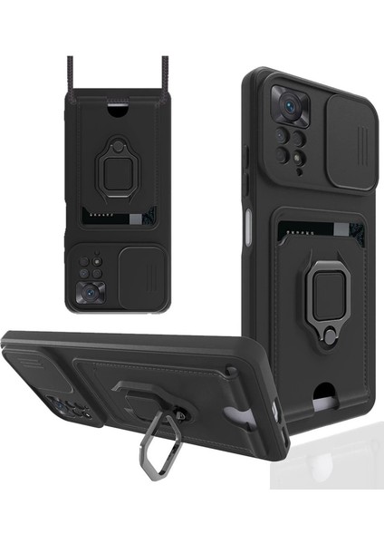 Xiaomi Redmi Note 12 Pro 4g Kılıf Zuma Kartvizitli Yüzüklü Silikon - Siyah