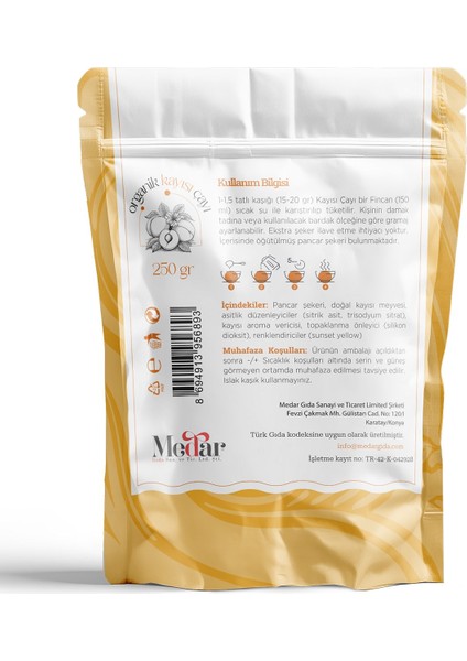 Gerçek Meyve Parçacıklı Organik Kayısı Çayı 250 gr indirimleri