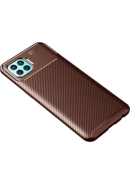 Oppo Reno 4 Lite Kılıf Auto Focus Karbon Kapak - Kahverengi fiyatları