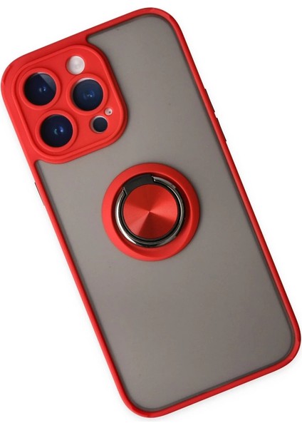 Iphone 14 Pro Max Kılıf Montreal Yüzüklü Silikon Kapak - Kırmızı modelleri