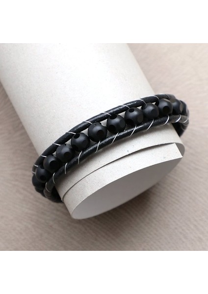 Desenli Oniks Doğaltaşlı Deri Bileklik 31682B2D8M2 modelleri