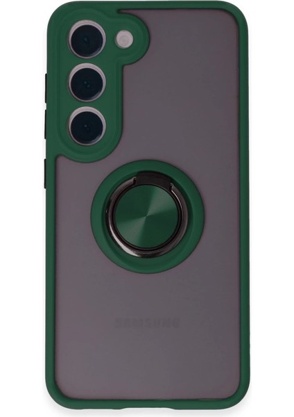 Samsung Galaxy S23 Kılıf Montreal Yüzüklü Silikon Kapak - Yeşil