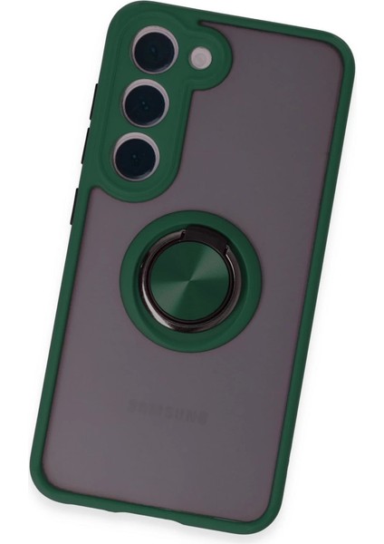 Samsung Galaxy S23 Kılıf Montreal Yüzüklü Silikon Kapak - Yeşil modelleri