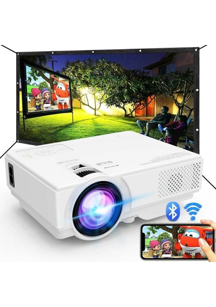 Wifi ve Bluetooth Özellikli - Mini Film Projektörü, Ev Eğlencesi Için 1080P Destekler