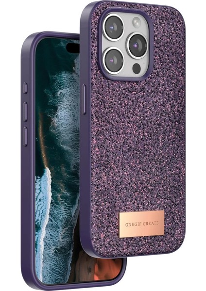 Onegif Iphone 15 Pro Bright Simli Kapak - Derin Mor