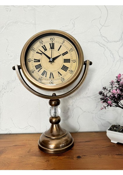Dekoratif Ayaklı Masa Saati Eskitme (Metal)