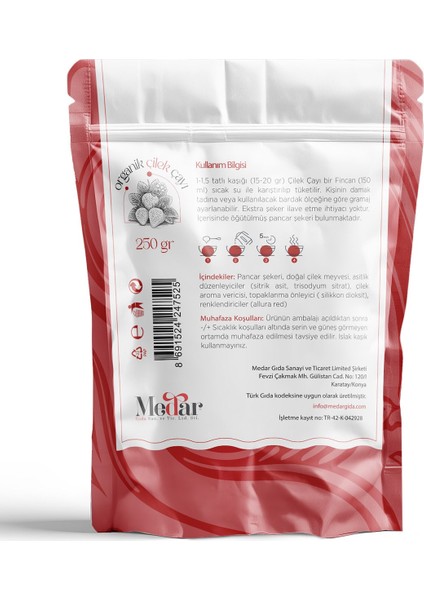 Gerçek Meyve Parçacıklı Organik Çilek Çayı 250 gr indirimleri