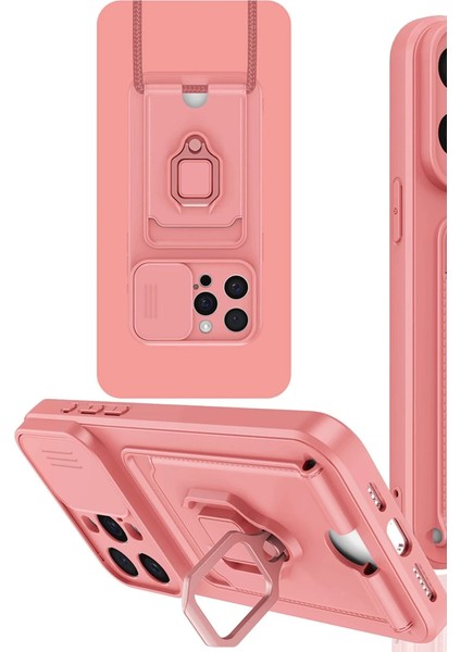 Iphone 15 Pro Kılıf Zuma Kartvizitli Yüzüklü Silikon - Pembe