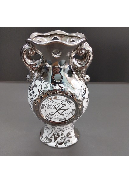 Hediyelik Dekoratif Dini Obje Çiçeklik Gümüş Renk