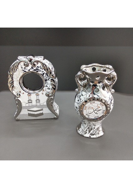 Hediyelik Dekoratif Dini Obje Çiçeklik Gümüş Renk indirimleri