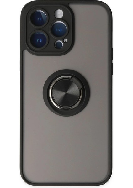 Iphone 14 Pro Max Kılıf Montreal Yüzüklü Silikon Kapak - Siyah