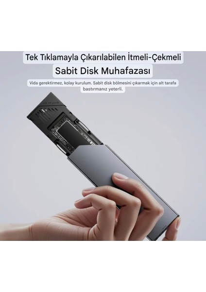 SE630D M2 Nvme+Sata Muhafaza Kutusu Çift Protokol Ce Lisanslı 2280/2260/2242/2230/ 10Gbps 3.2 Yüksek Hızlı Son Nesil Teknoloji Metal Sağlam Orjinal Şık Tasarım