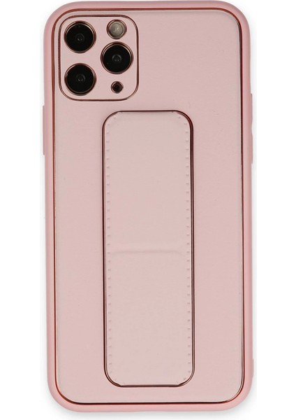 Iphone 11 Pro Max Kılıf Coco Deri Standlı Kapak - Pembe