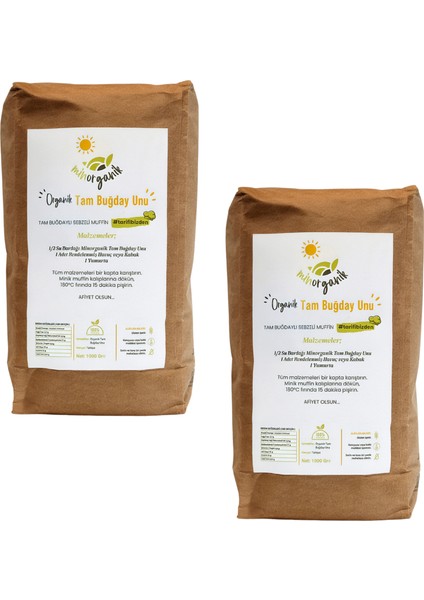 Organik Tam Buğday Unu 2'li Paket ( 2 x 1kg )