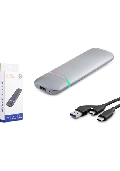 Hadron HDX1772 SSD Kutu Type-C3.1 + Usb3.0 Nvme + Ngff M2 Chip RTL9210B Gri