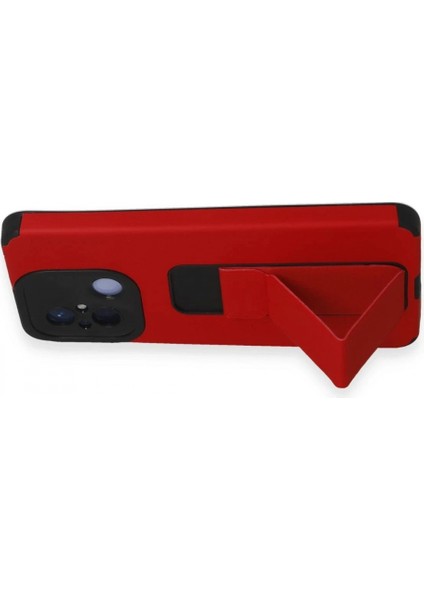 Ieg Xiaomi Redmi 12C Kılıf Mega Standlı Silikon - Kırmızı indirimleri