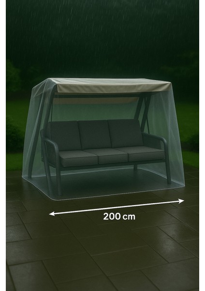Salıncak Koruma Naylonu 3 Kişilik Bahçe Salıncağı Toz Kir Önleyici Kalın Naylon (Eni 200 cm Kadar)