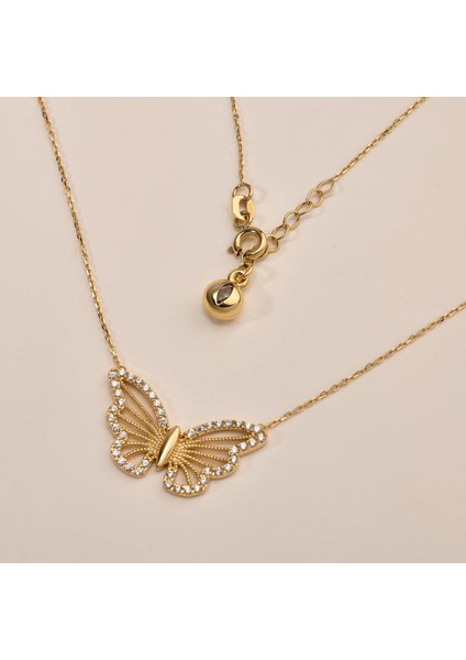14 Ayar Altın Kelebek Kolye, Zarif Kanatlı ve Şans Simgeli Kolye indirimleri