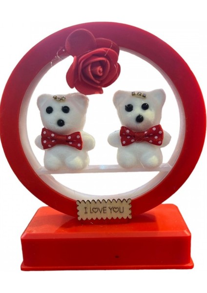 I Love You Ayıcık Figürlü Dekoratif Aşk Çemberi – Sevgiliye Romantik Hediye