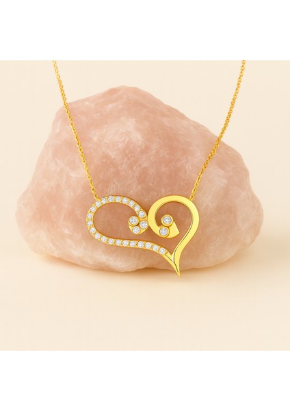 14 Ayar Altın Yılan Kalp Kolye