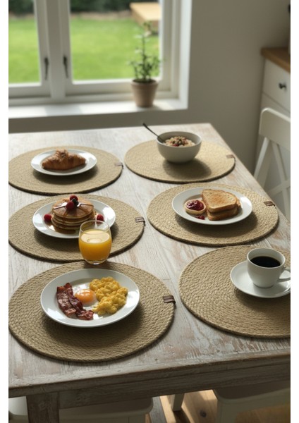 %100 Pamuk Jüt Supla Takımı 6’lı El Örgüsü Masa Altlığı Masa Dekoru Dekoratif Şık 6'lı Set indirimleri