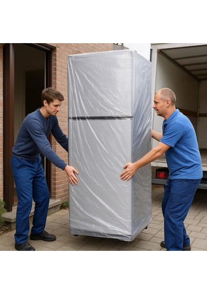 Ultra Kalın Buzdolabı Taşıma Koruma Naylonu Çizilmeye Kirlenmeye Karşı Şeffaf Kılıf Tek Kapı Uyumlu