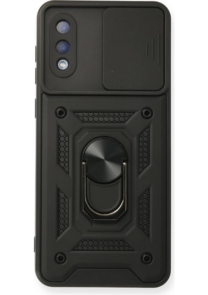Samsung Galaxy A02 Kılıf Pars Lens Yüzüklü Silikon - Siyah