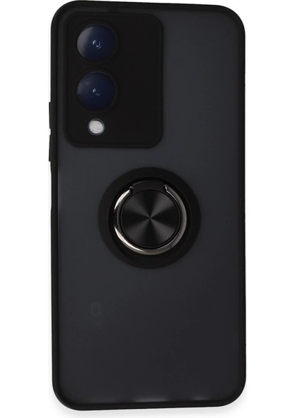 Vivo Y17S Kılıf Montreal Yüzüklü Silikon Kapak - Siyah
