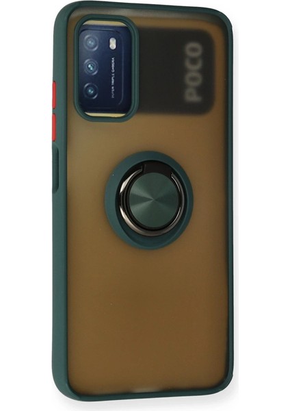 Xiaomi Redmi 9t Kılıf Montreal Yüzüklü Silikon Kapak - Yeşil fiyatları