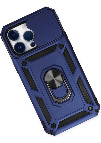 Iphone 14 Pro Kılıf Pars Lens Yüzüklü Silikon - Lacivert modelleri