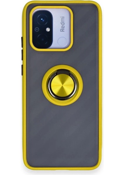 Xiaomi Redmi 12C Kılıf Montreal Yüzüklü Silikon Kapak - Sarı