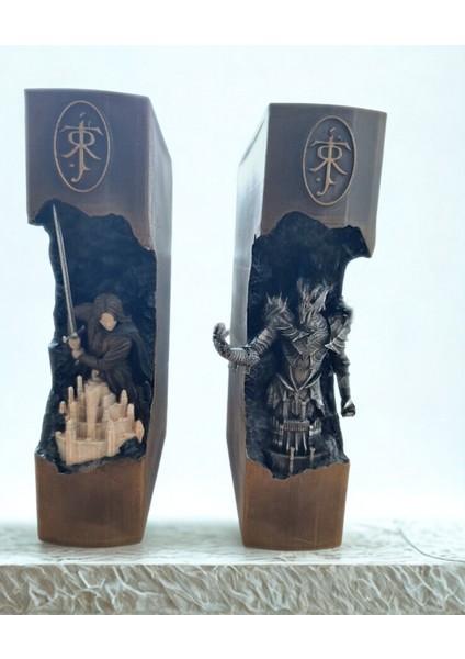 El Boyama 2'li Aragorn & Sauron Taş Döküm Kitap Tutucu Book Nook