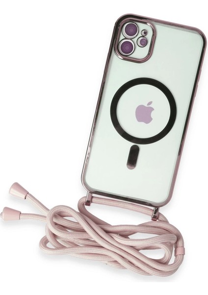 Iphone 11 Kılıf Divo Lazer Askılı Magsafe Kapak - Pembe modelleri