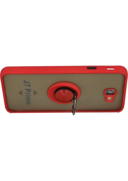 Samsung Galaxy J7 Prime Kılıf Montreal Yüzüklü Silikon Kapak - Kırmızı modelleri