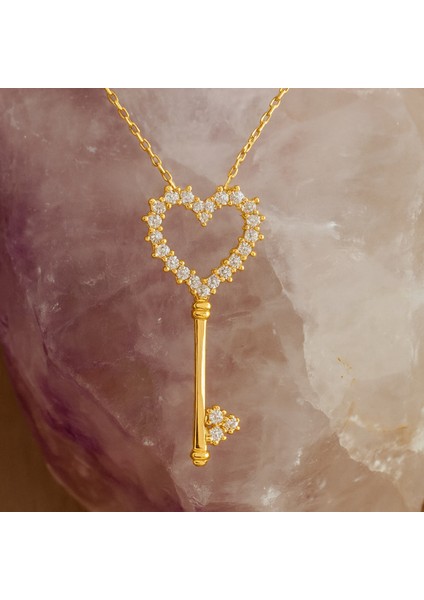 14 Ayar Altın Kalp Anahtar Kolye, Aşkın Anahtarı ve Kadınlar Için Anlamlı Hediye indirimleri