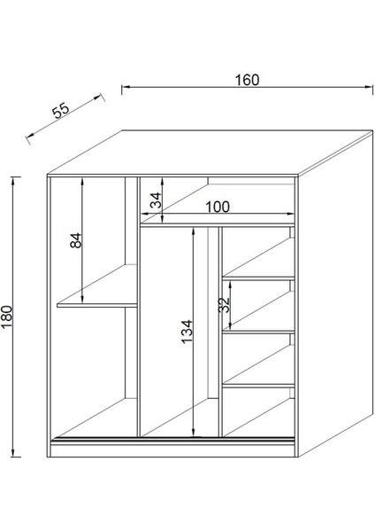 Kuzeylife Serena Aynalı Kayar Kapak Gardırop indirimleri