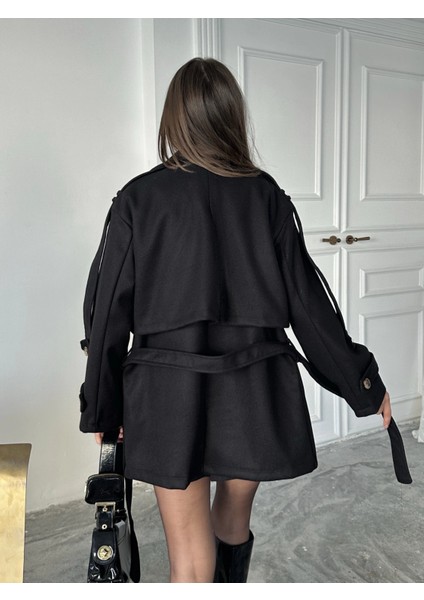 Siyah Modern Kesim Bordo Kaşe Kaban fırsatları