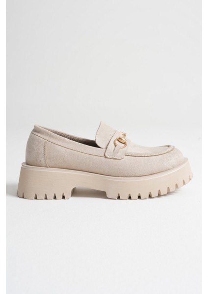 Aral Toka Detaylı Bej Süet Günlük Loafer Ayakkabı modelleri