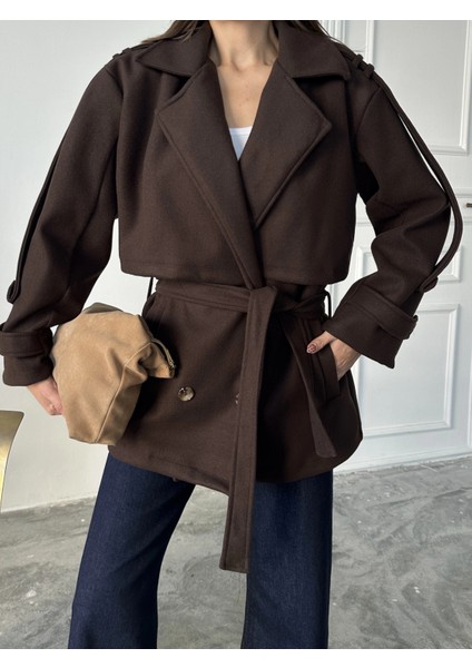 Kahve Modern Kesim Bordo Kaşe Kaban fırsatları