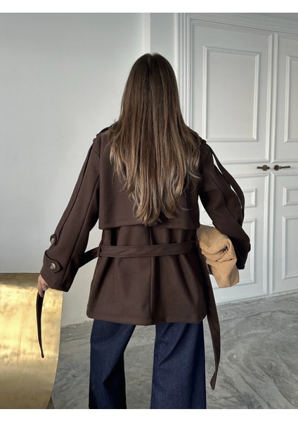 Kahve Modern Kesim Bordo Kaşe Kaban indirimleri