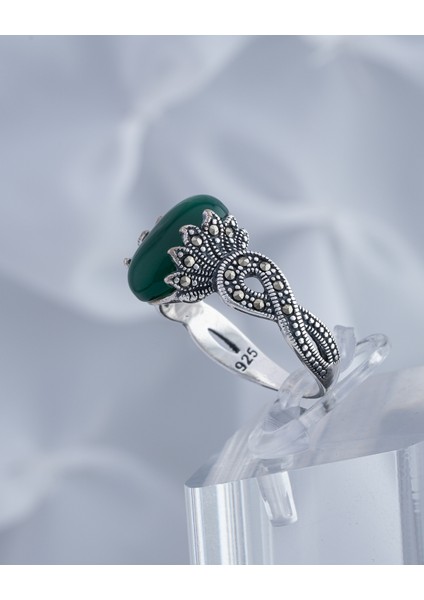 Yeşil Akik Doğal Taşlı 925 Ayar Gümüş Kadın Yüzük – Zarif ve Etkileyici Tasarım fırsatları
