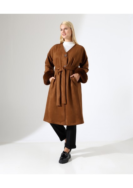 Kürk Detay Düğme Kapama Bol Ceket fiyatları